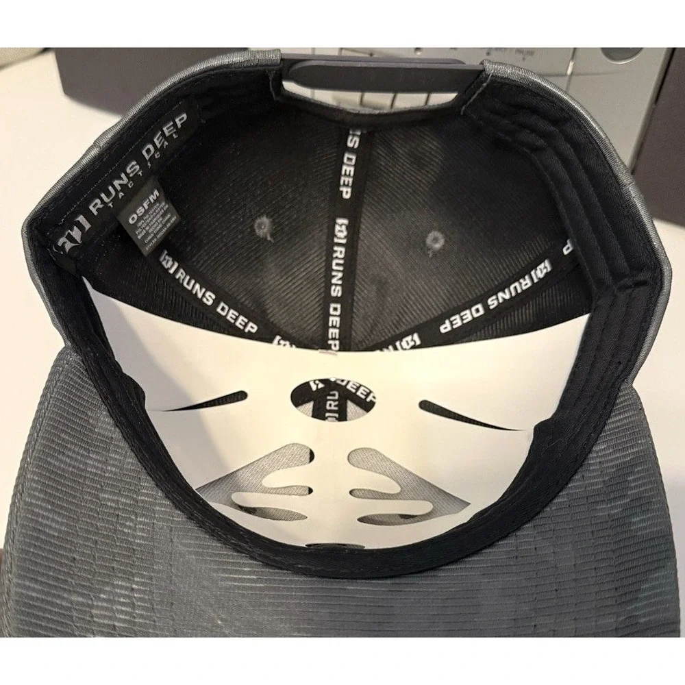 Runs Deep Premium Tactical American Flag Sueded Snapback Cap Hat Gray SubtleCamo